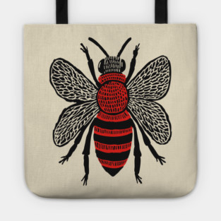 Bee Linocut Art - Nature-Inspired Gift Tote