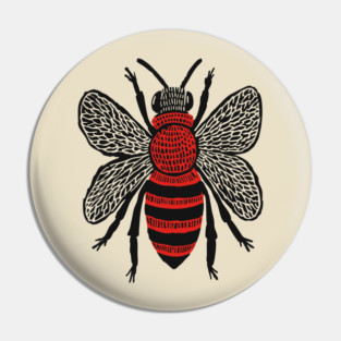 Bee Linocut Art - Nature-Inspired Gift Pin