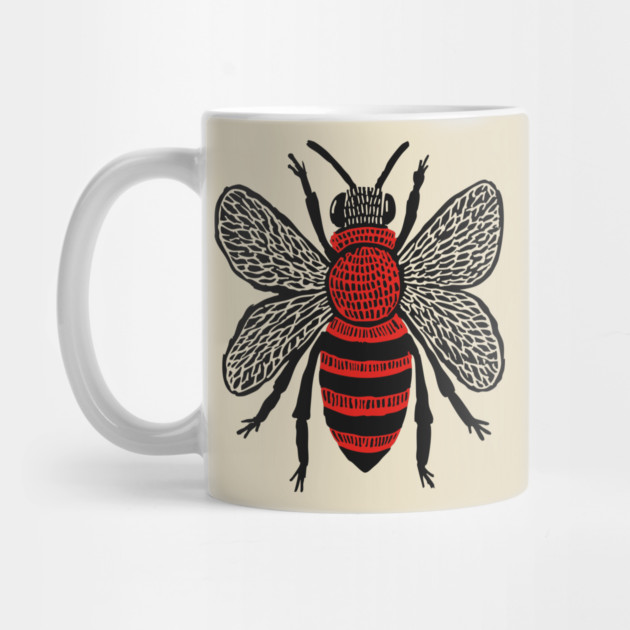 Bee Linocut Art - Nature-Inspired Gift by TuncGK