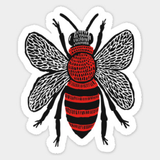 Bee Linocut Art - Nature-Inspired Gift Sticker