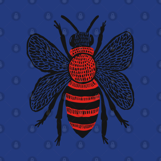 Bee Linocut Art - Nature-Inspired Gift by TuncGK