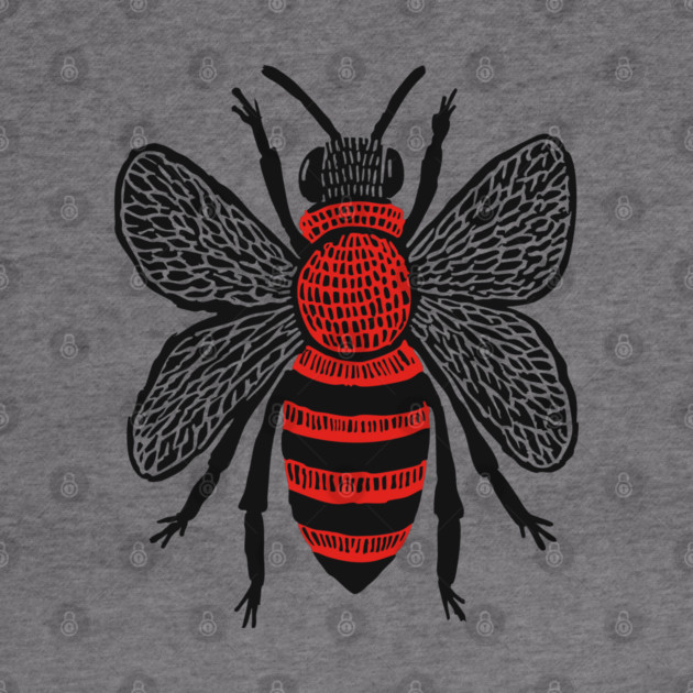 Bee Linocut Art - Nature-Inspired Gift by TuncGK