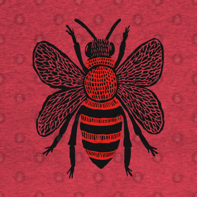 Bee Linocut Art - Nature-Inspired Gift by TuncGK