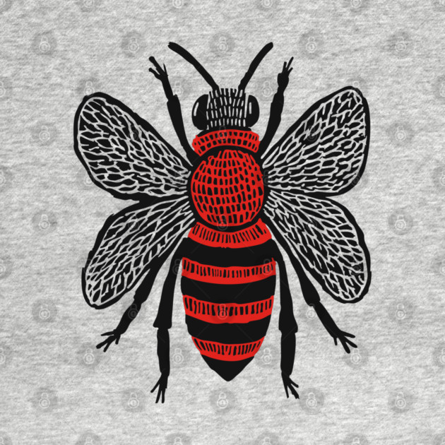 Bee Linocut Art - Nature-Inspired Gift by TuncGK