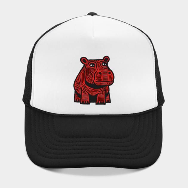 Hippo Linocut Art - Nursery Animal Decor by TuncGK