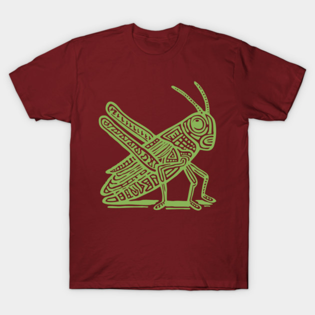 Grasshopper Linocut Art - Nature-Inspired Gift T-Shirt by TuncGK