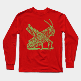 Grasshopper Linocut Art - Nature-Inspired Gift Long Sleeve T-Shirt