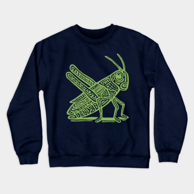 Grasshopper Linocut Art - Nature-Inspired Gift Crewneck Sweatshirt by TuncGK