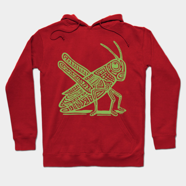 Grasshopper Linocut Art - Nature-Inspired Gift Hoodie by TuncGK