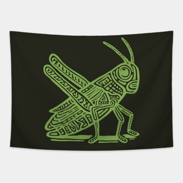 Grasshopper Linocut Art - Nature-Inspired Gift Tapestry by TuncGK