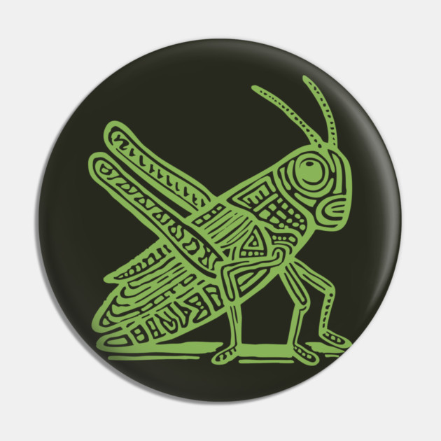 Grasshopper Linocut Art - Nature-Inspired Gift Pin by TuncGK