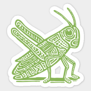 Grasshopper Linocut Art - Nature-Inspired Gift Sticker