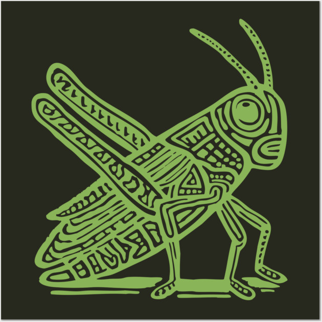 Grasshopper Linocut Art - Nature-Inspired Gift Wall Art by TuncGK