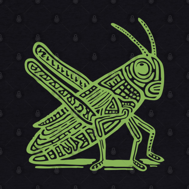 Grasshopper Linocut Art - Nature-Inspired Gift by TuncGK