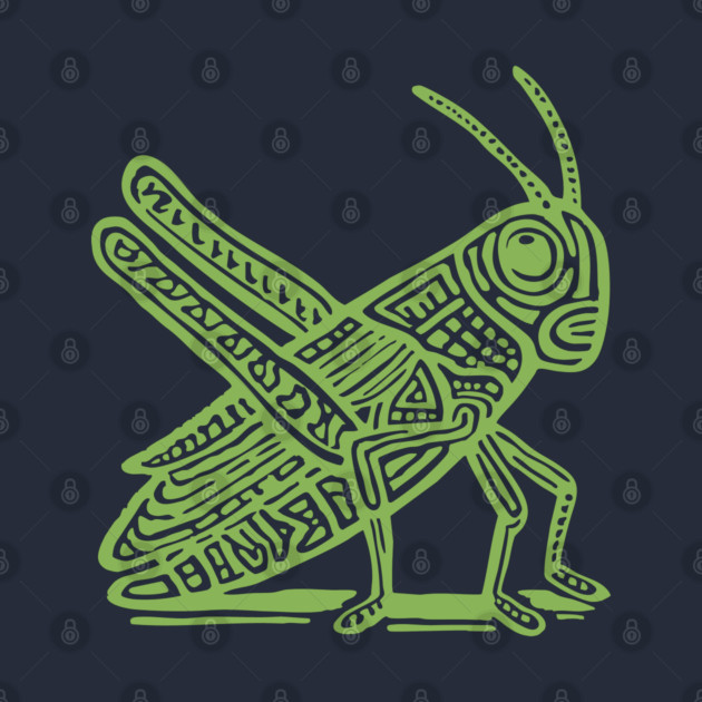 Grasshopper Linocut Art - Nature-Inspired Gift by TuncGK