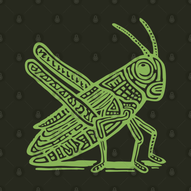 Grasshopper Linocut Art - Nature-Inspired Gift by TuncGK