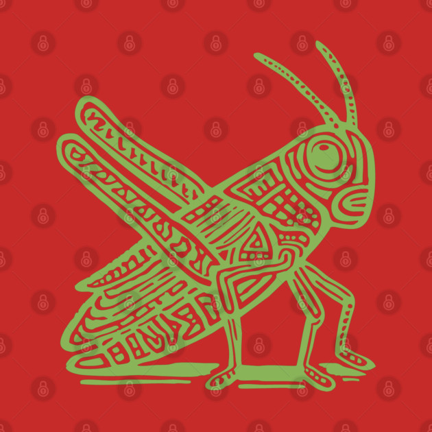 Grasshopper Linocut Art - Nature-Inspired Gift by TuncGK