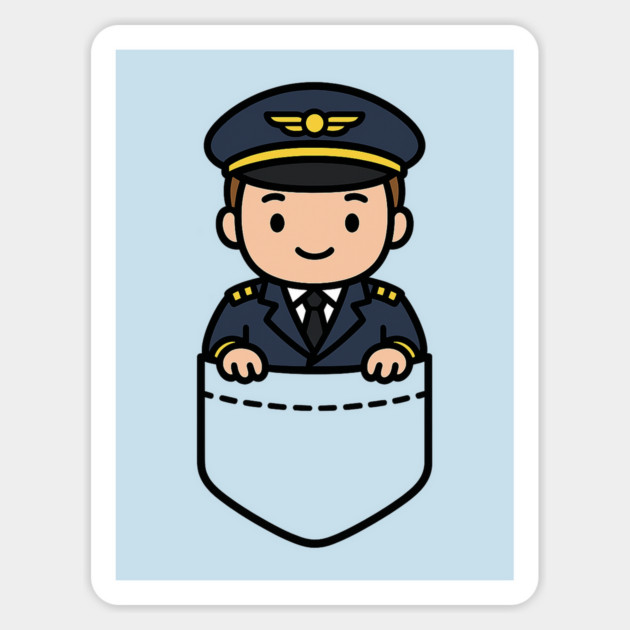 Cute Kawaii Airline Pilot Pocket Cartoon Aviation Travel Magnet by Yesteeyear