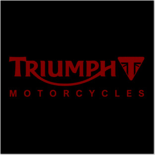 Triumph Motorcycle Red Monochrome Logo Posters and Art