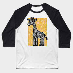 Linocut Giraffe Art - Safari-Themed Decor Baseball T-Shirt