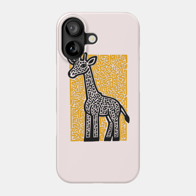Linocut Giraffe Art - Safari-Themed Decor Phone Case by TuncGK