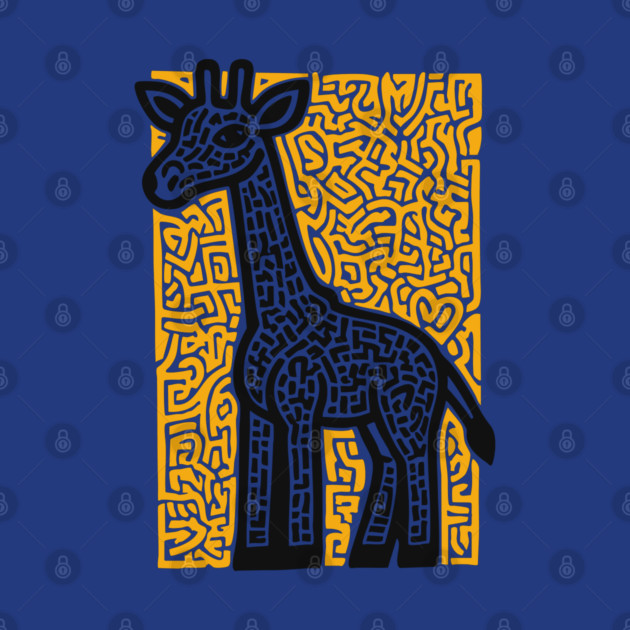 Linocut Giraffe Art - Safari-Themed Decor by TuncGK