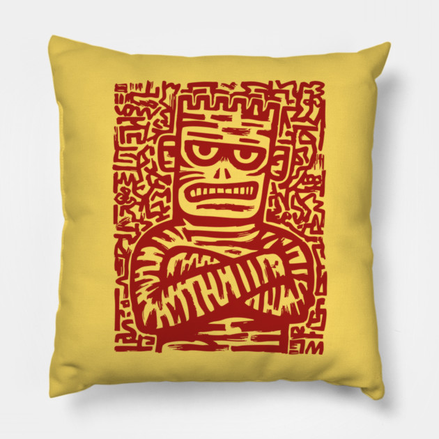 Spooky Cute Frankenstein Monster Art for Kids Halloween Gift Pillow by TuncGK