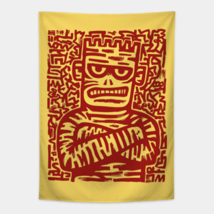 Spooky Cute Frankenstein Monster Art for Kids Halloween Gift Tapestry