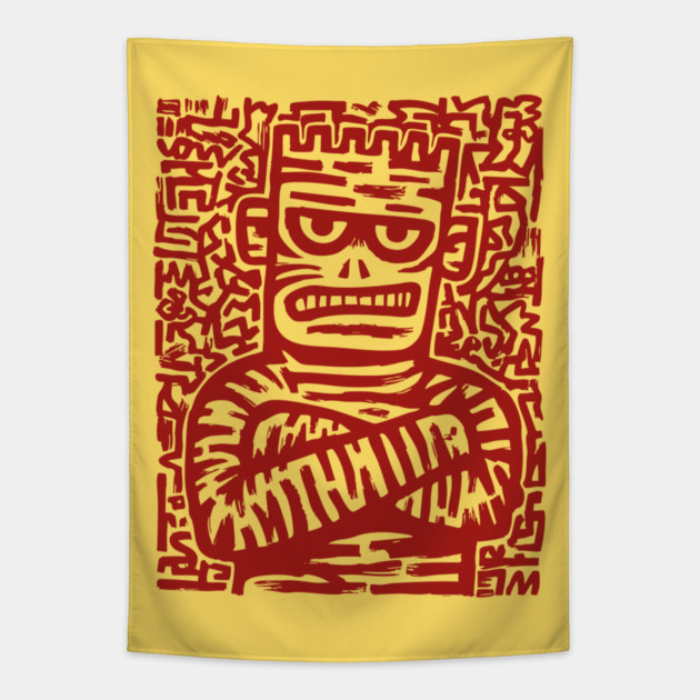 Spooky Cute Frankenstein Monster Art for Kids Halloween Gift Tapestry by TuncGK