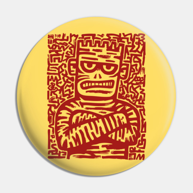 Spooky Cute Frankenstein Monster Art for Kids Halloween Gift Pin by TuncGK