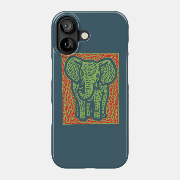 Gentle Elephant Linocut Art for Calming Jungle Nursery Decor Phone Case by TuncGK
