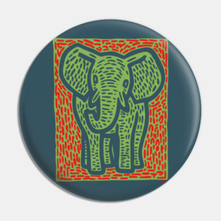 Gentle Elephant Linocut Art for Calming Jungle Nursery Decor Pin