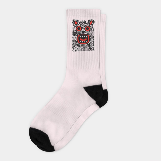 Fierce Tribal Monster Graphic for Cool Kids Socks by TuncGK