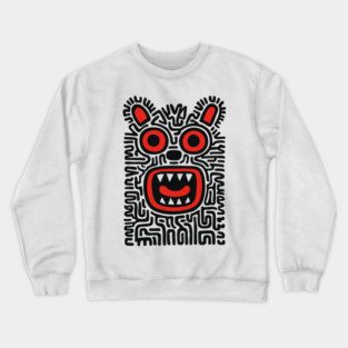 Fierce Tribal Monster Graphic for Cool Kids Crewneck Sweatshirt