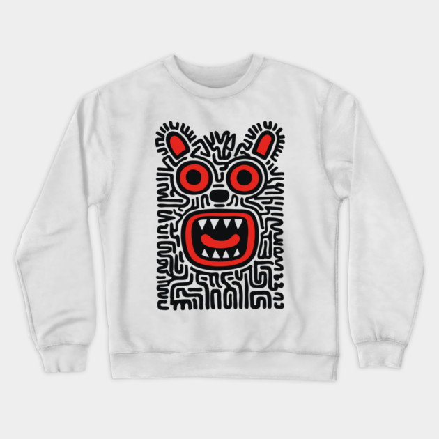 Fierce Tribal Monster Graphic for Cool Kids Crewneck Sweatshirt by TuncGK