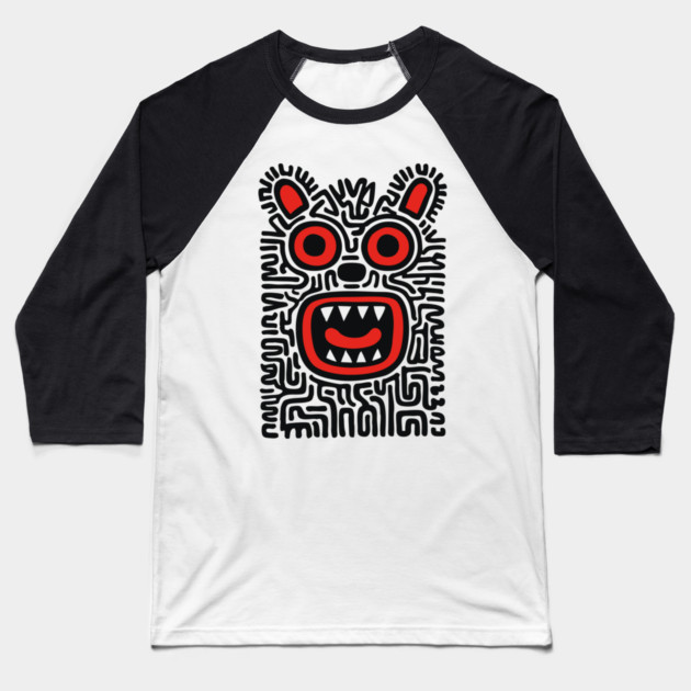 Fierce Tribal Monster Graphic for Cool Kids Baseball T-Shirt by TuncGK