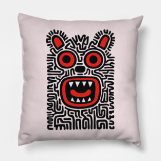 Fierce Tribal Monster Graphic for Cool Kids Pillow