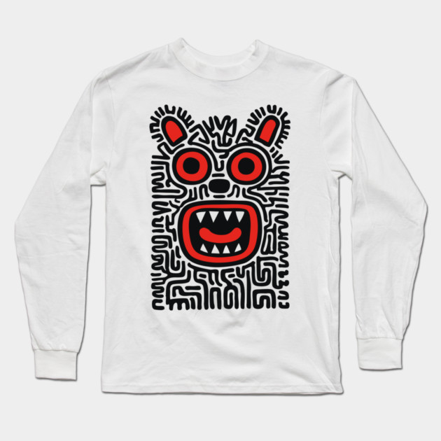 Fierce Tribal Monster Graphic for Cool Kids Long Sleeve T-Shirt by TuncGK