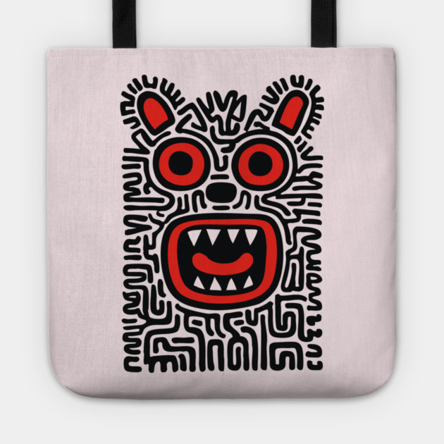 Fierce Tribal Monster Graphic for Cool Kids Tote by TuncGK