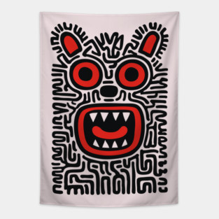 Fierce Tribal Monster Graphic for Cool Kids Tapestry
