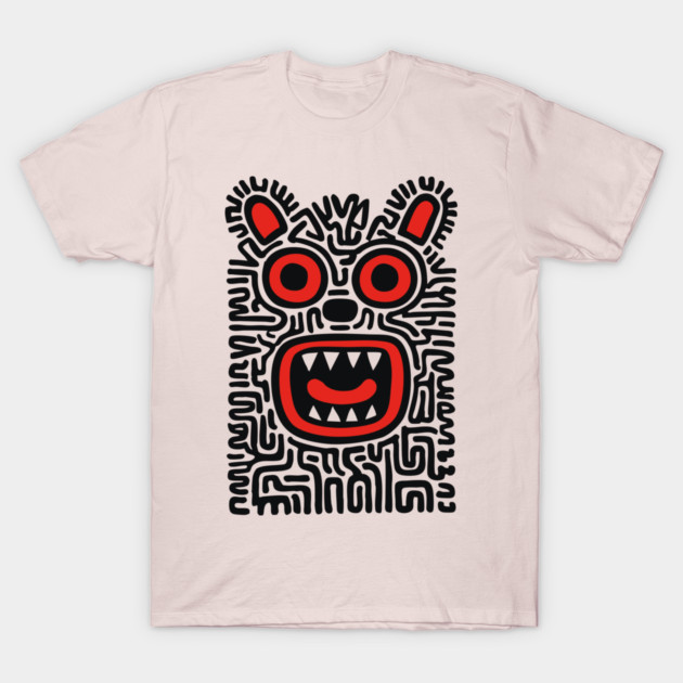 Fierce Tribal Monster Graphic for Cool Kids T-Shirt by TuncGK