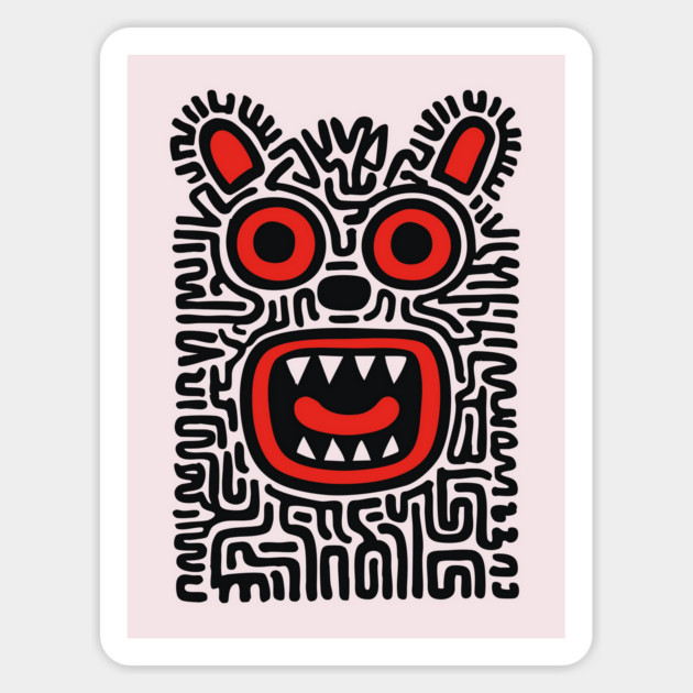 Fierce Tribal Monster Graphic for Cool Kids Magnet by TuncGK