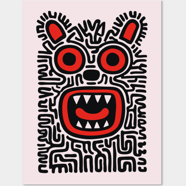 Fierce Tribal Monster Graphic for Cool Kids Wall Art by TuncGK