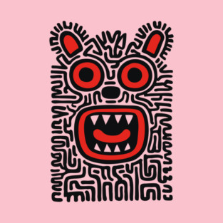 Fierce Tribal Monster Graphic for Cool Kids T-Shirt