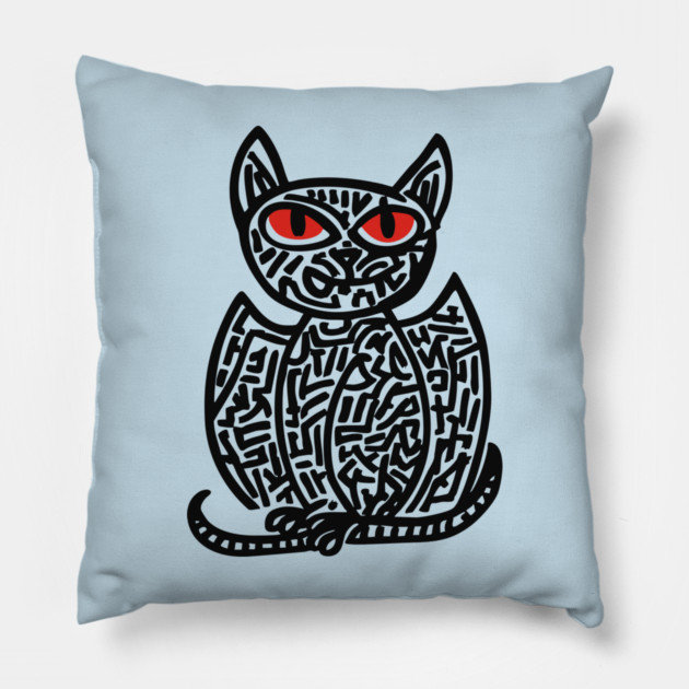 Fantasy Owl Cat Creature for Imaginative Kids Room Decor Pillow by TuncGK
