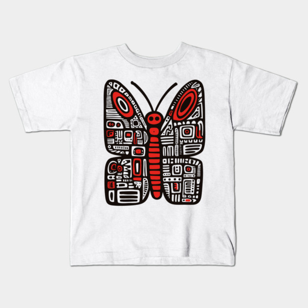 Geometric Folk Art Butterfly for Nature Loving Kids Kids T-Shirt by TuncGK