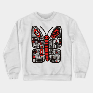 Geometric Folk Art Butterfly for Nature Loving Kids Crewneck Sweatshirt