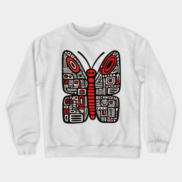 Geometric Folk Art Butterfly for Nature Loving Kids Crewneck Sweatshirt by TuncGK