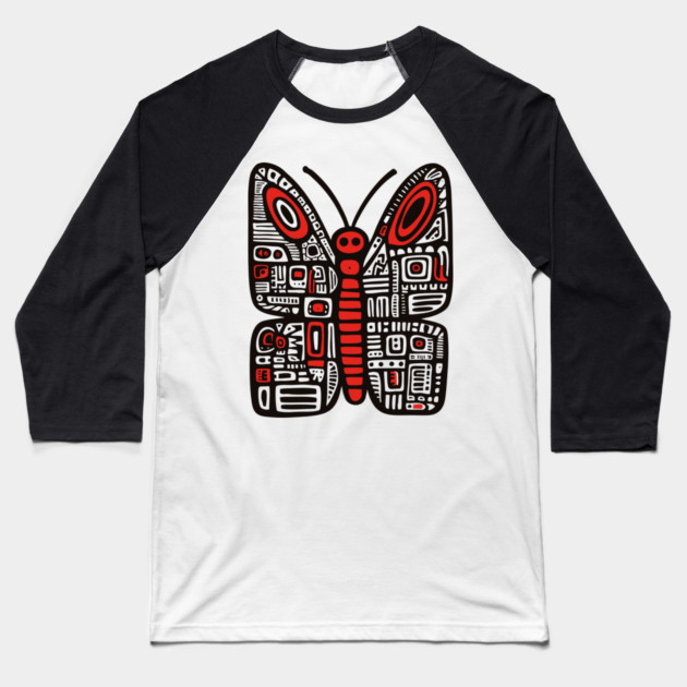 Geometric Folk Art Butterfly for Nature Loving Kids Baseball T-Shirt by TuncGK