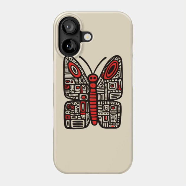Geometric Folk Art Butterfly for Nature Loving Kids Phone Case by TuncGK